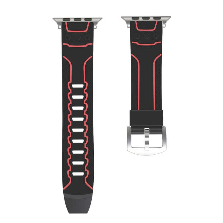 For Apple Watch Series 3 & 2 & 1 38mm Fashion Electrocardiogram Pattern Silicone Watch Band (Blac...