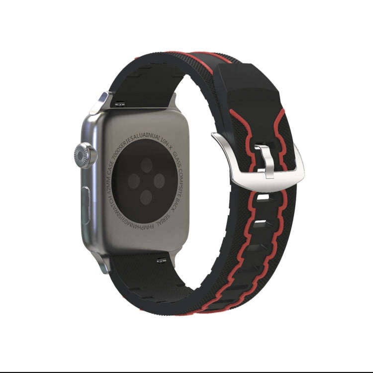 For Apple Watch Series 3 & 2 & 1 38mm Fashion Electrocardiogram Pattern Silicone Watch Band (Blac...