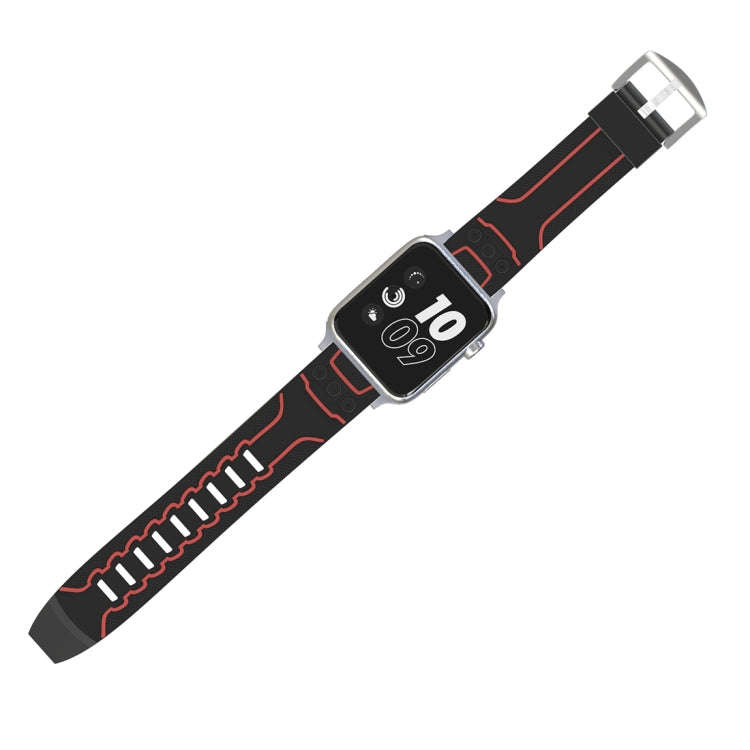 For Apple Watch Series 3 & 2 & 1 38mm Fashion Electrocardiogram Pattern Silicone Watch Band (Blac...