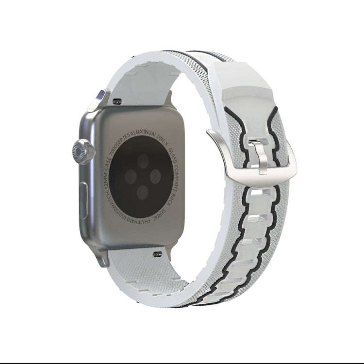 For Apple Watch Series 3 & 2 & 1 38mm Fashion Electrocardiogram Pattern Silicone Watch Band(White)