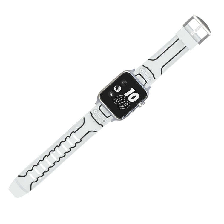 For Apple Watch Series 3 & 2 & 1 38mm Fashion Electrocardiogram Pattern Silicone Watch Band(White)