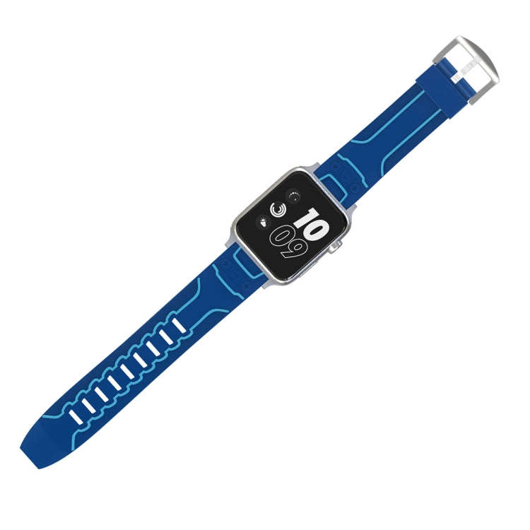 For Apple Watch Series 3 & 2 & 1 38mm Fashion Electrocardiogram Pattern Silicone Watch Band(Blue)