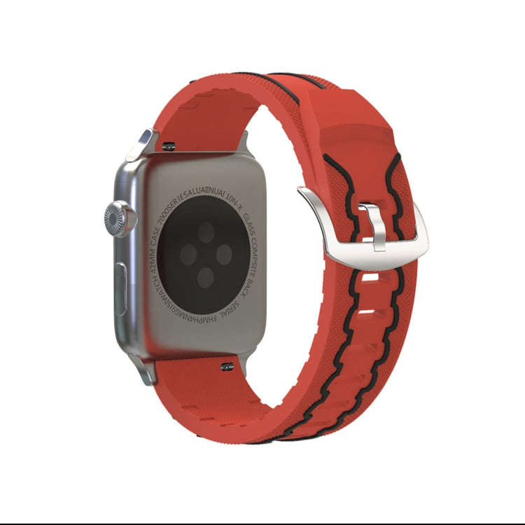 For Apple Watch Series 3 & 2 & 1 38mm Fashion Electrocardiogram Pattern Silicone Watch Band(Red)