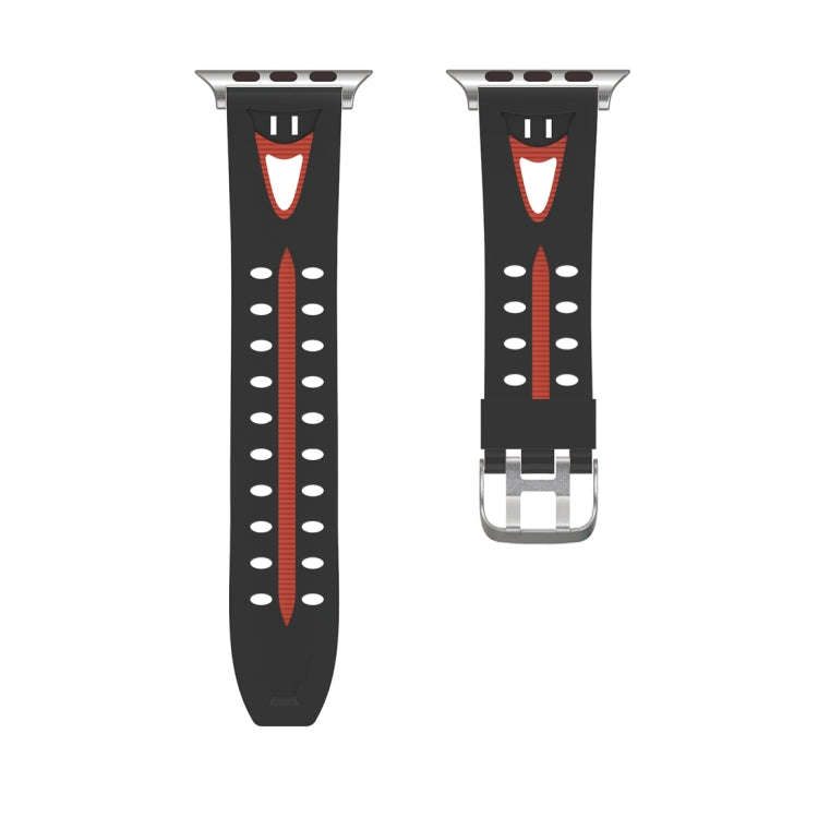 For Apple Watch Series 3 & 2 & 1 42mm Fashion Smiling Face Pattern Silicone Watch Band (Black+Red)