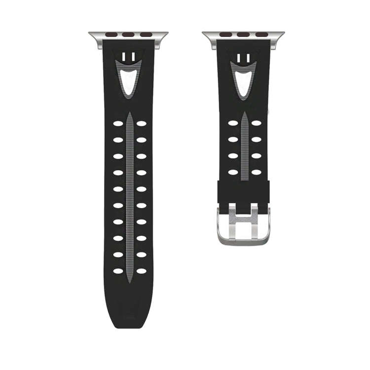 For Apple Watch Series 3 & 2 & 1 42mm Fashion Smiling Face Pattern Silicone Watch Band (Black+Gray)