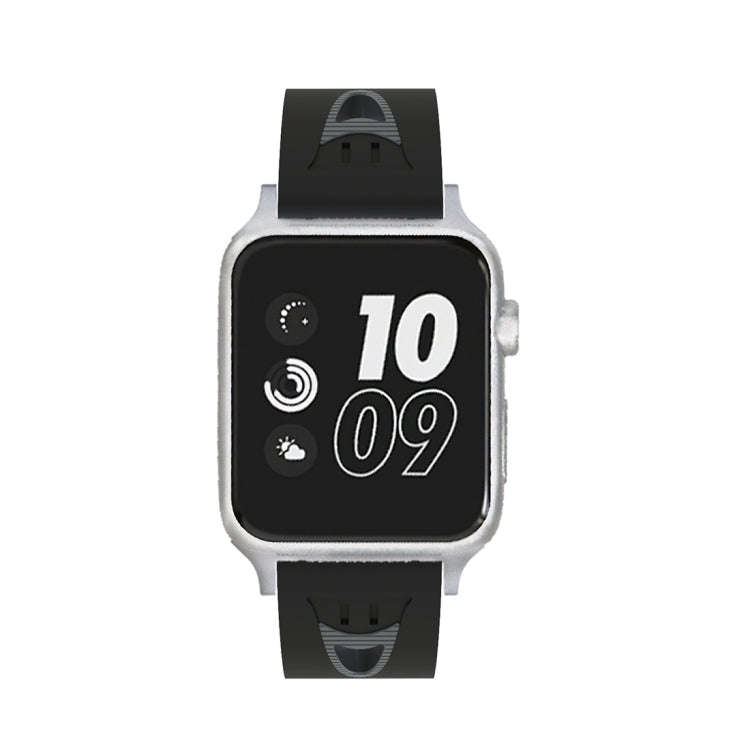 For Apple Watch Series 3 & 2 & 1 42mm Fashion Smiling Face Pattern Silicone Watch Band (Black+Gray)