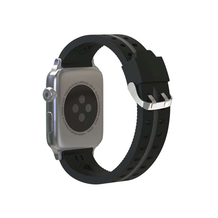For Apple Watch Series 3 & 2 & 1 42mm Fashion Smiling Face Pattern Silicone Watch Band (Black+Gray)