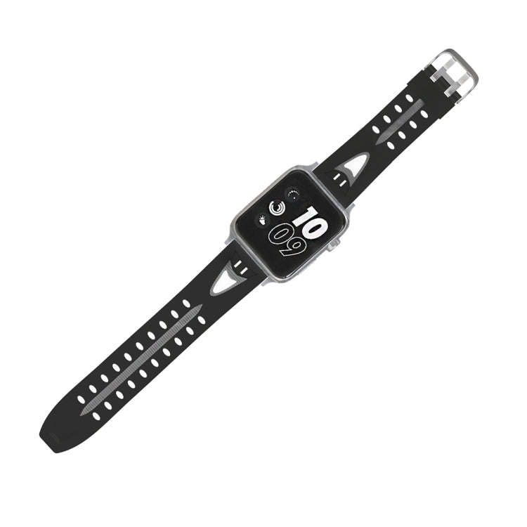 For Apple Watch Series 3 & 2 & 1 42mm Fashion Smiling Face Pattern Silicone Watch Band (Black+Gray)