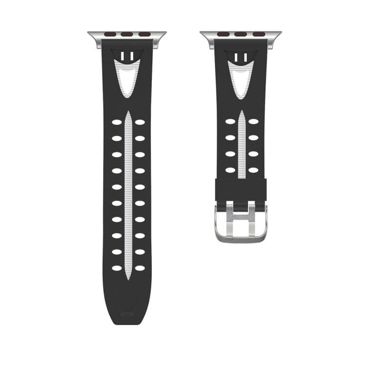 For Apple Watch Series 3 & 2 & 1 42mm Fashion Smiling Face Pattern Silicone Watch Band (Black+White)