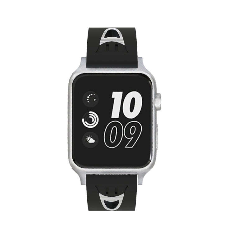 For Apple Watch Series 3 & 2 & 1 42mm Fashion Smiling Face Pattern Silicone Watch Band (Black+White)