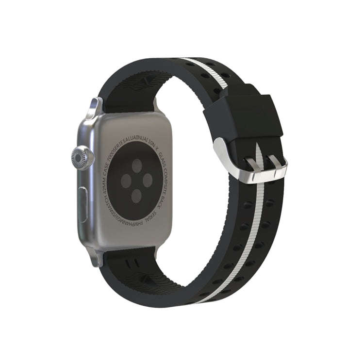 For Apple Watch Series 3 & 2 & 1 42mm Fashion Smiling Face Pattern Silicone Watch Band (Black+White)