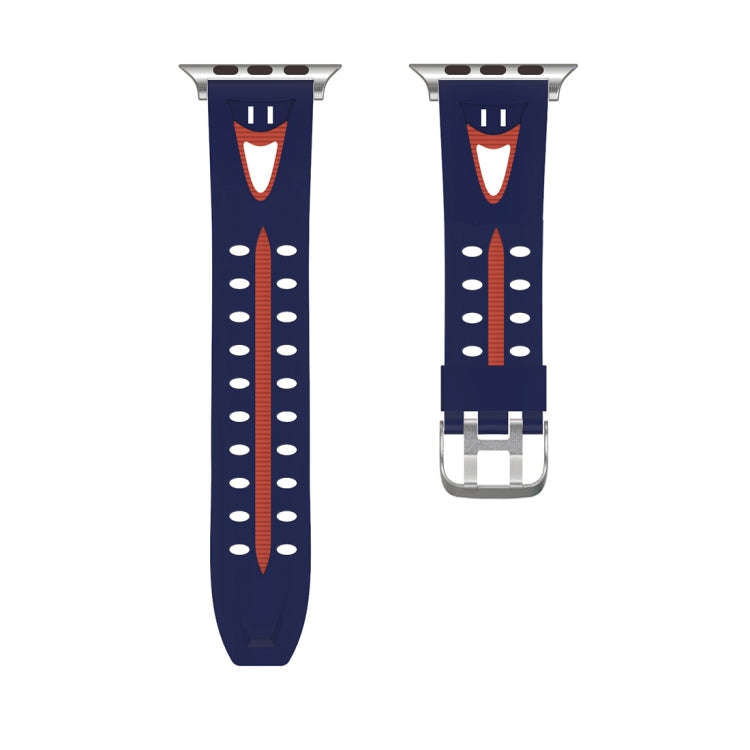 For Apple Watch Series 3 & 2 & 1 42mm Fashion Smiling Face Pattern Silicone Watch Band (Blue+Red)