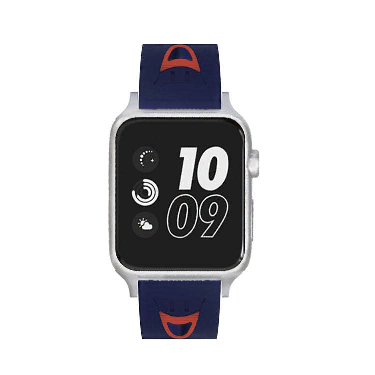 For Apple Watch Series 3 & 2 & 1 42mm Fashion Smiling Face Pattern Silicone Watch Band (Blue+Red)