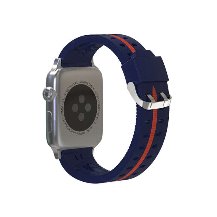 For Apple Watch Series 3 & 2 & 1 42mm Fashion Smiling Face Pattern Silicone Watch Band (Blue+Red)