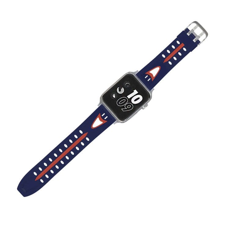 For Apple Watch Series 3 & 2 & 1 42mm Fashion Smiling Face Pattern Silicone Watch Band (Blue+Red)