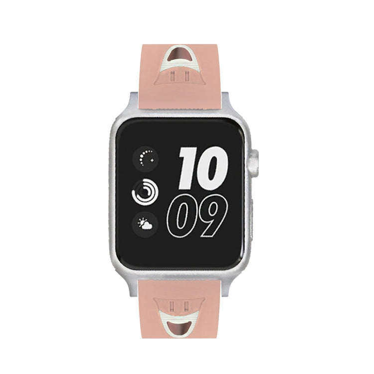 For Apple Watch Series 3 & 2 & 1 42mm Fashion Smiling Face Pattern Silicone Watch Band(Pink)