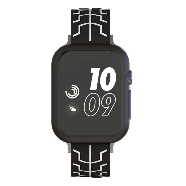 For Apple Watch Series 3 & 2 & 1 42mm Fashion Fishbone Pattern Silicone Watch Band (Black+White)