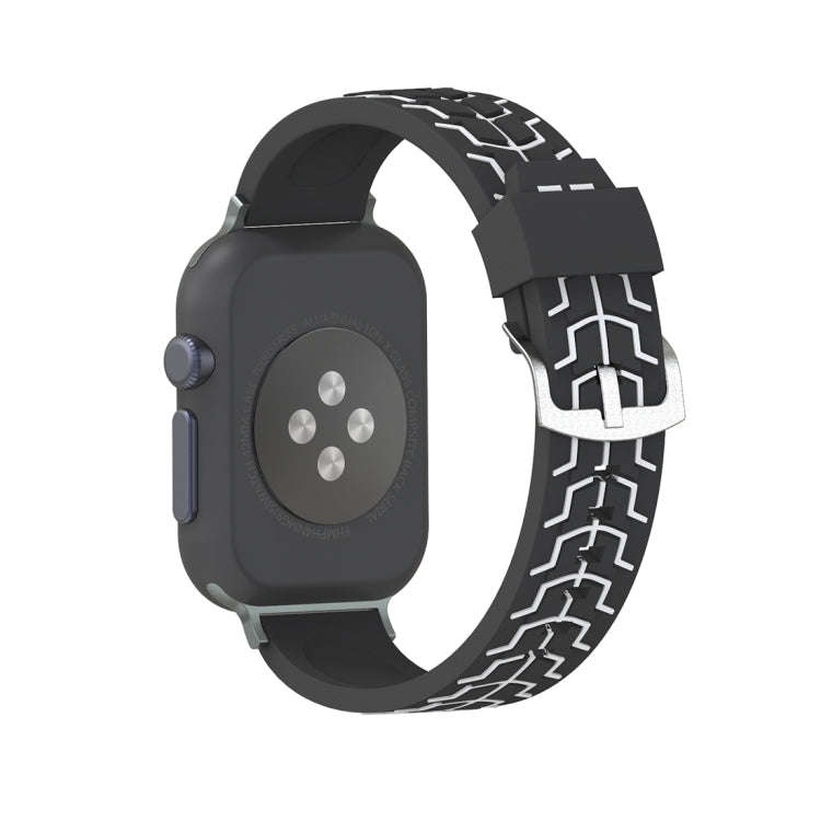 For Apple Watch Series 3 & 2 & 1 42mm Fashion Fishbone Pattern Silicone Watch Band (Black+White)