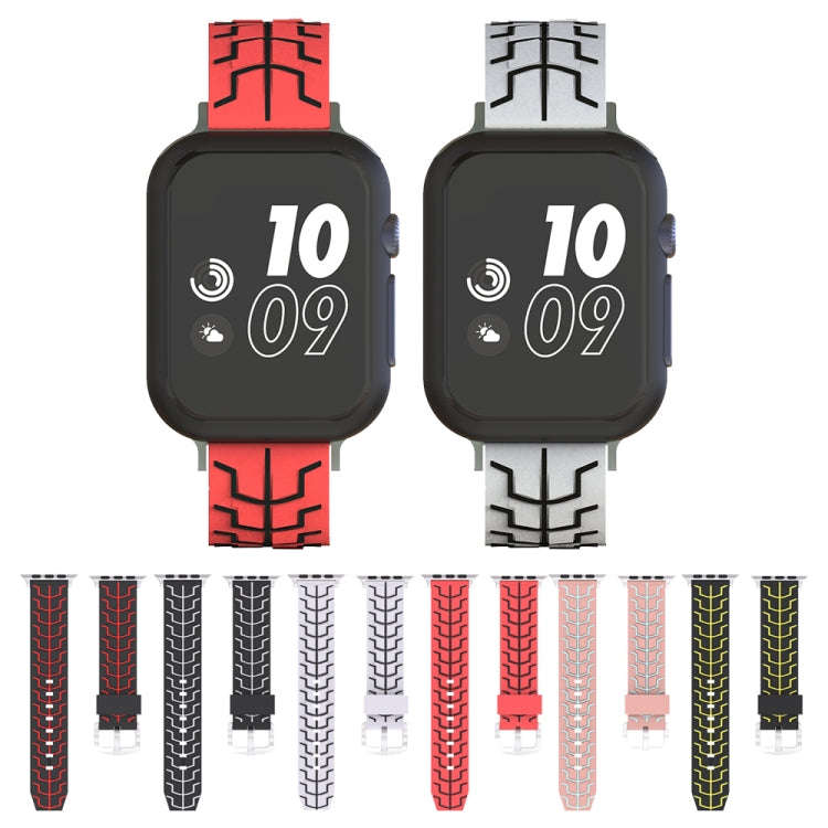 For Apple Watch Series 3 & 2 & 1 42mm Fashion Fishbone Pattern Silicone Watch Band (Black+Yellow)