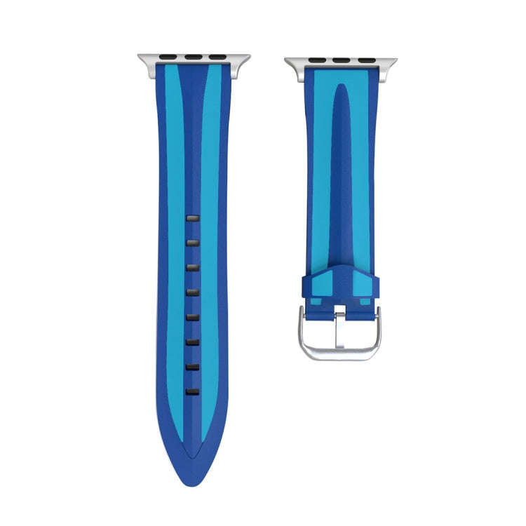 For Apple Watch Series 3 & 2 & 1 42mm Fashion Double Stripes Pattern Silicone Watch Band(Blue)
