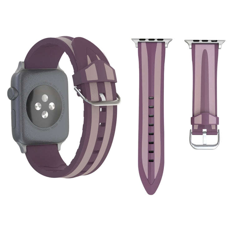 For Apple Watch Series 3 & 2 & 1 42mm Fashion Double Stripes Pattern Silicone Watch Band(Pink)