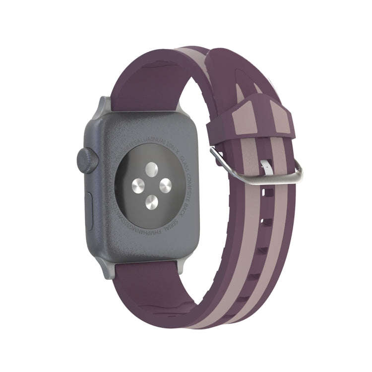 For Apple Watch Series 3 & 2 & 1 42mm Fashion Double Stripes Pattern Silicone Watch Band(Pink)