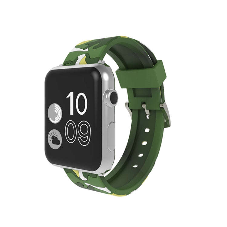 For Apple Watch Series 3 & 2 & 1 42mm Fashion Camouflage Pattern Silicone Watch Band(Green)