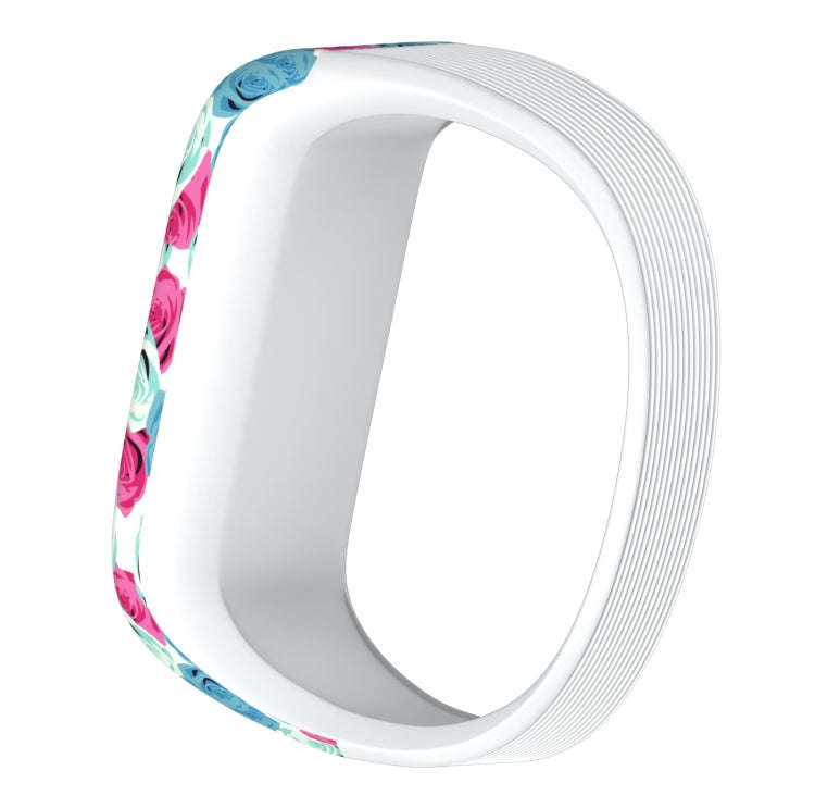 Flower Pattern Silicone Sport Watch Band for Garmin Vivofit JR, Size: Large(Blue + Red)