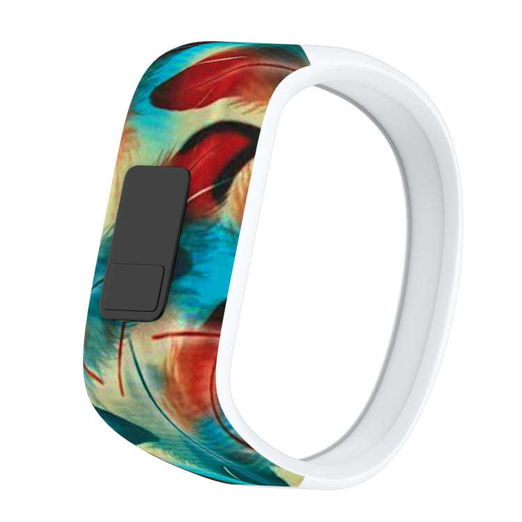 Colourful Feathers Pattern Silicone Sport Watch Band for Garmin Vivofit JR, Size: Small(Colour)