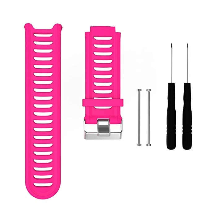 Solid Color Silicone Watch Band for Garmin Forerunner 910XT(Rose Red)