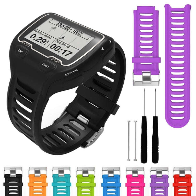 Solid Color Silicone Watch Band for Garmin Forerunner 910XT(Black)