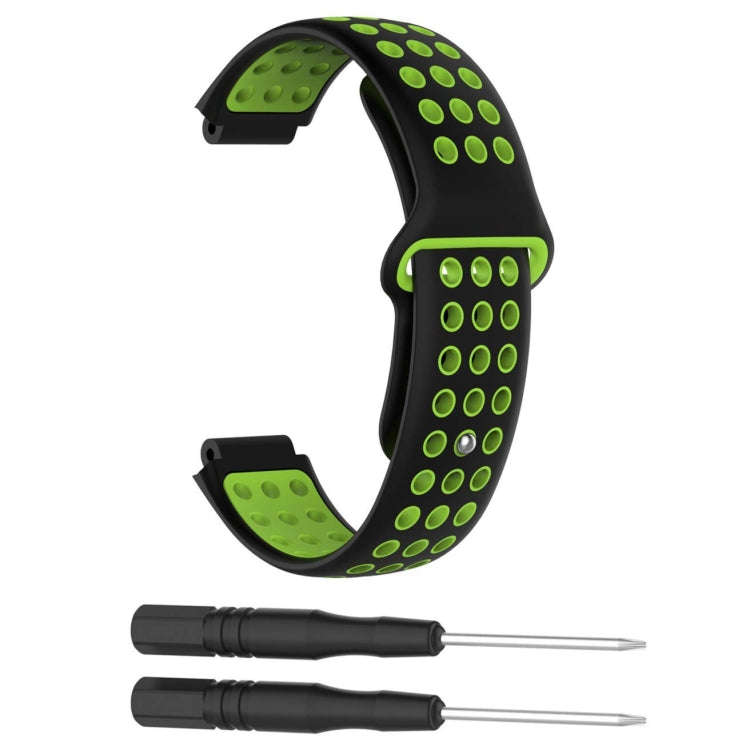 Double Colour Silicone Sport Watch Band for Garmin Forerunner 220 / Approach S5 / S20(Black+green)