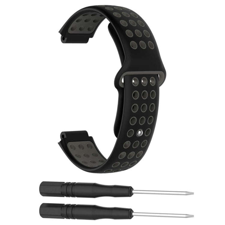 Double Colour Silicone Sport Watch Band for Garmin Forerunner 220 / Approach S5 / S20(Black Grey)