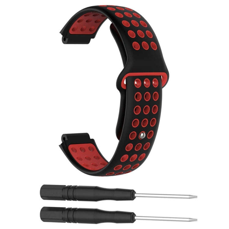 Double Colour Silicone Sport Watch Band for Garmin Forerunner 220 / Approach S5 / S20(Black Red)