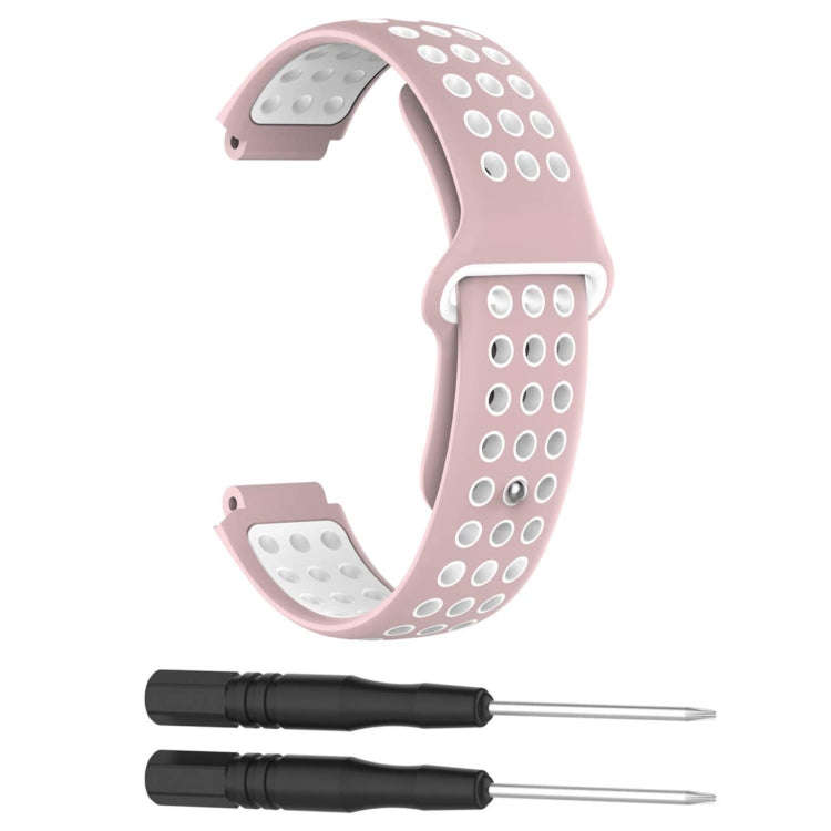 Double Colour Silicone Sport Watch Band for Garmin Forerunner 220 / Approach S5 / S20(Pink + White)