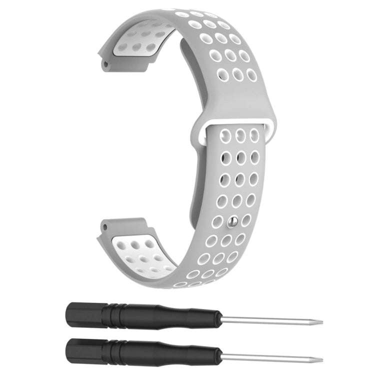 Double Colour Silicone Sport Watch Band for Garmin Forerunner 220 / Approach S5 / S20(Grey White)
