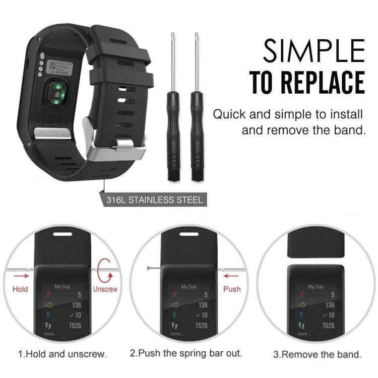 Silicone Sport Watch Band for Garmin Vivoactive HR(Dark Blue)