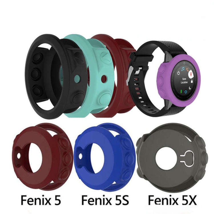 Solid Color Silicone Watch Protective Case for Garmin Fenix 5(Black)