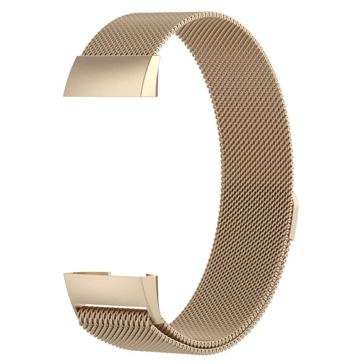 Stainless Steel Magnet Watch Band for FITBIT Charge 3, Size:Large, 217x18mm(Champagne Gold)
