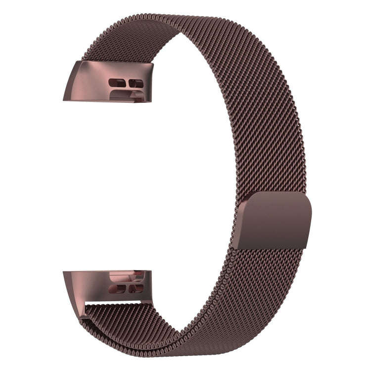 Stainless Steel Magnet Watch Band for FITBIT Charge 3, Size:Large, 217x18mm(Coffee)