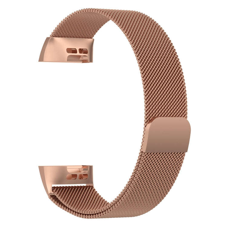 Stainless Steel Magnet Watch Band for FITBIT Charge 3, Size:Large, 217x18mm(Rose Gold)