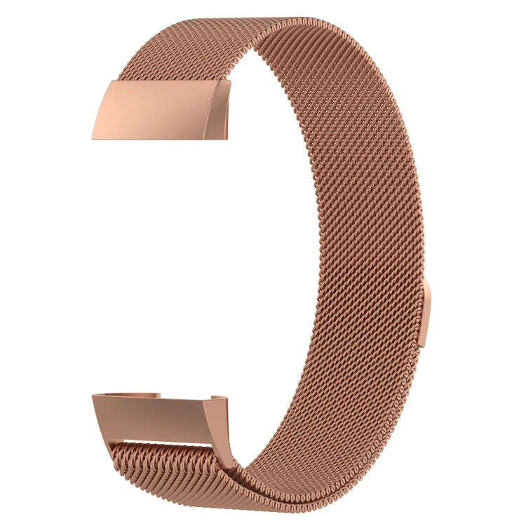 Stainless Steel Magnet Watch Band for FITBIT Charge 3, Size:Large, 217x18mm(Rose Gold)