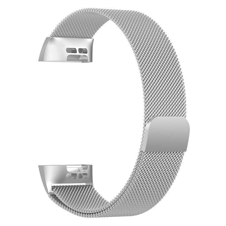 Stainless Steel Magnet Watch Band for FITBIT Charge 3, Size:Large, 217x18mm(Silver)
