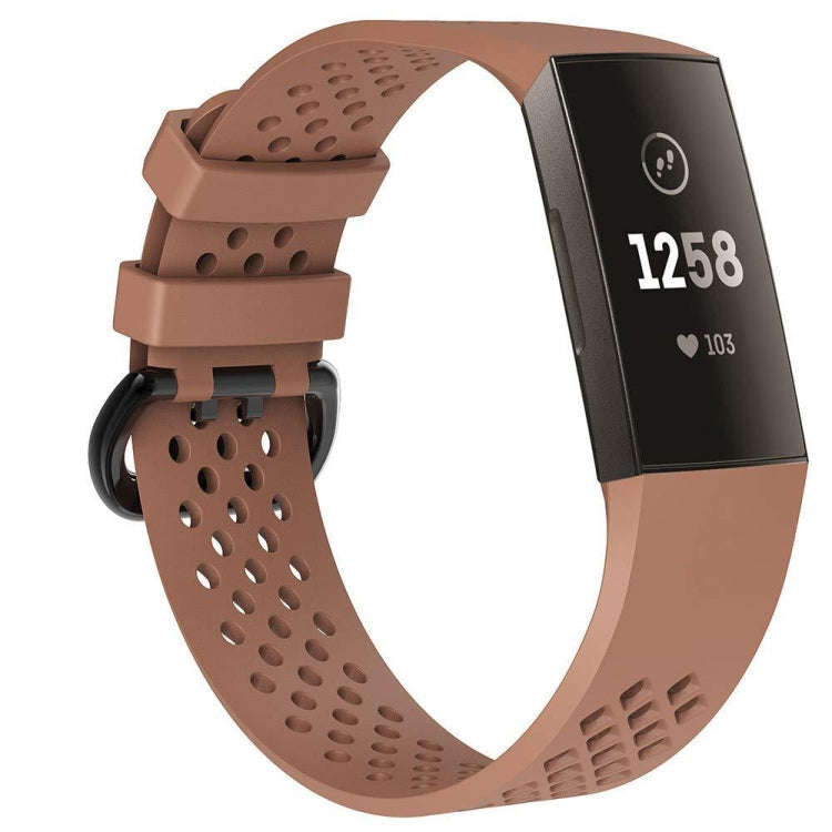 Square Hole Adjustable Sport Watch Band for FITBIT Charge 3(Coffee)