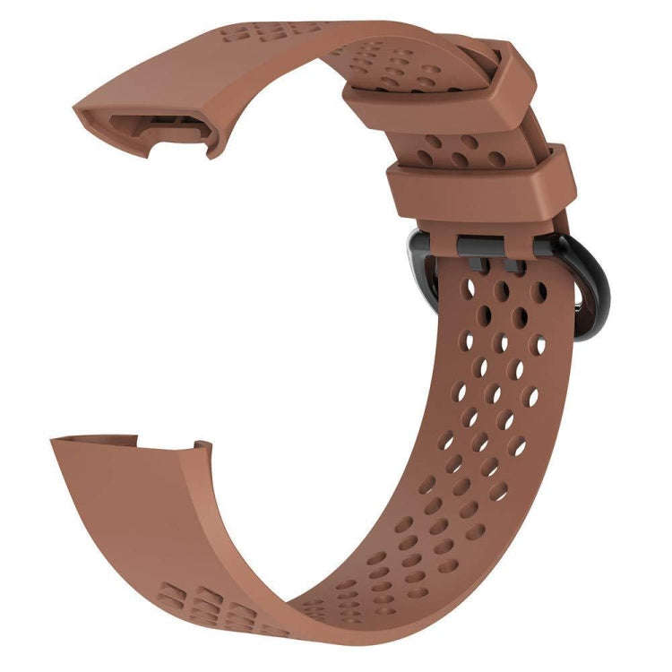 Square Hole Adjustable Sport Watch Band for FITBIT Charge 3(Coffee)