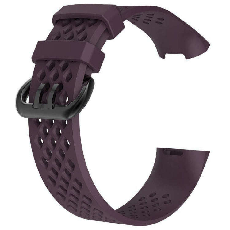 Square Hole Adjustable Sport Watch Band for FITBIT Charge 3(Dark Purple)