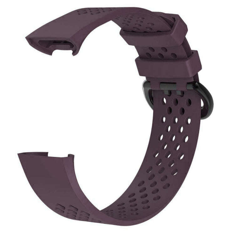 Square Hole Adjustable Sport Watch Band for FITBIT Charge 3(Dark Purple)