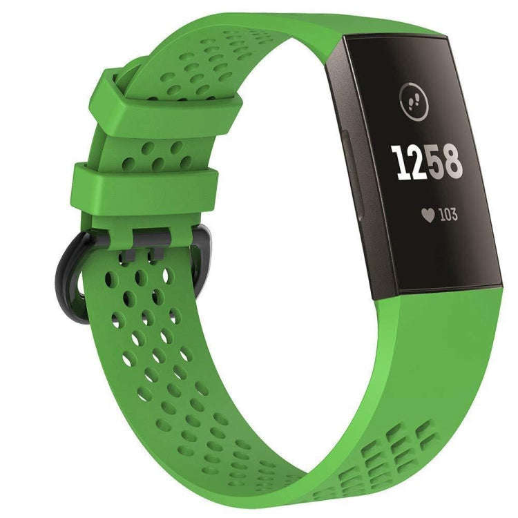 Square Hole Adjustable Sport Watch Band for FITBIT Charge 3(Green)