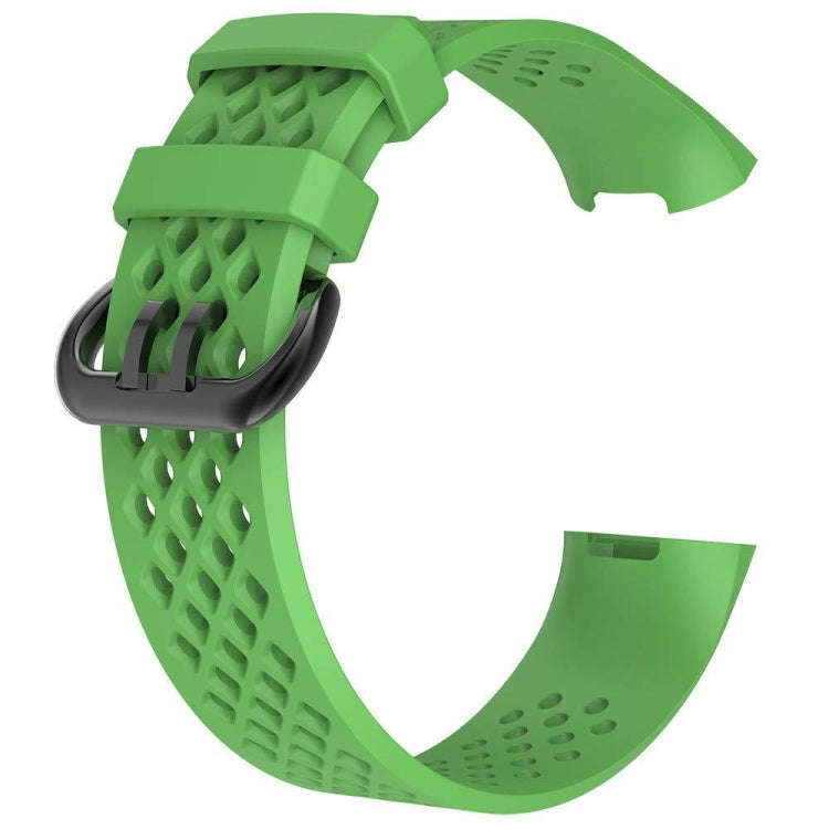 Square Hole Adjustable Sport Watch Band for FITBIT Charge 3(Green)