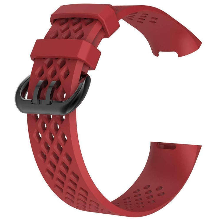 Square Hole Adjustable Sport Watch Band for FITBIT Charge 3(Red)